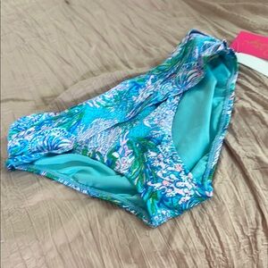 NWT Lilly Pulitzer Blue and Green LAGOON SARONG Bikini Bottom